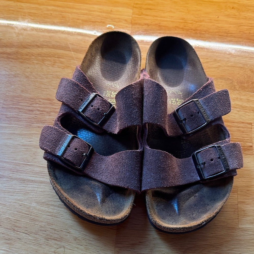 Birkenstock Dark Mauve Suede Double-Strap Sandals